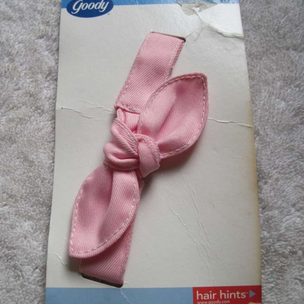 Goody Pink Denim Bow Tied Knot Elastic Back Headband Hair Head Band Wrap Sweet